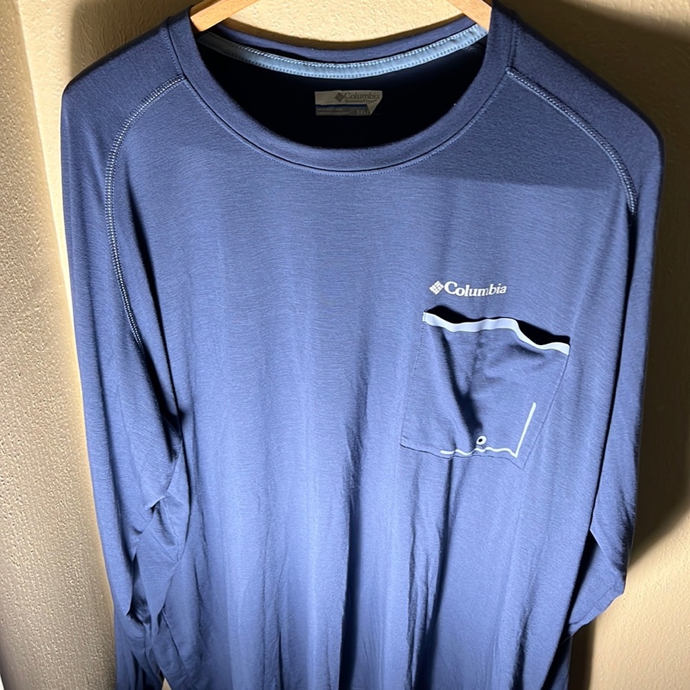 Columbia Mens LS OmniShade Pocket Shirt Color Blue Size XXL